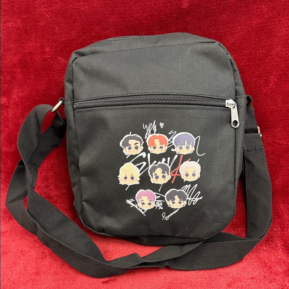 K-pop Merch Stray Kids Merch Crossbody Bag Black Nylon Adjustable